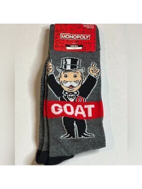 4/$25 Gray and Red Casual Socks with Monopoly Design New The Goat
